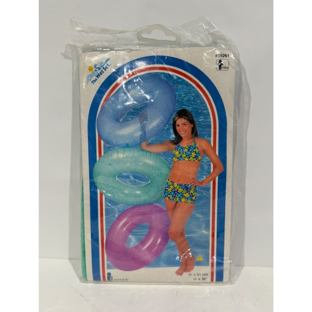 Intex Wet Set 36" Tire Tube 59261 Inflatable Ring Float Dot GREEN NEW Vtg 1999